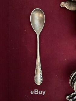 Wallace Sterling Silver Swirl W114 Set 55 Pcs Serving Service 1300g + spoons