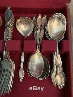 Wallace Sterling Silver Swirl W114 Set 55 Pcs Serving Service 1300g + spoons
