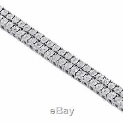 White Diamond Bracelet Mens 2 Row Tennis Link Design Sterling Silver 0.38 ct