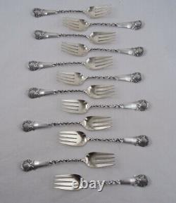 Whiting 26 / Peony Twist Set Of 12 Ice Cream Forks Figural Rare