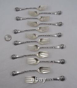 Whiting 26 / Peony Twist Set Of 12 Ice Cream Forks Figural Rare