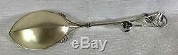 Whiting Aesthetic figural fuchsia serving spoon 3D leaves flower 1870s sterling
