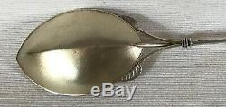 Whiting Aesthetic figural fuchsia serving spoon 3D leaves flower 1870s sterling