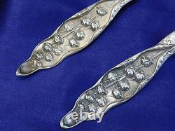 Whiting Lily Of The Valley Sterling Silver Oval Soup Spoon Pair Excellent M M