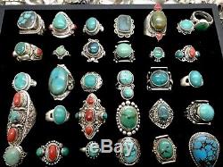 Wholesale Lot of 100 Grams Of Turquoise Sterling Silver 925 Rings Resale Bulk