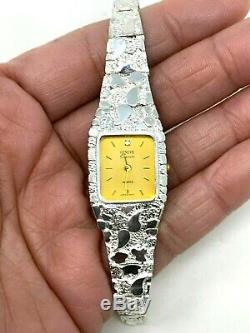 Women's 925 Sterling Silver Nugget Geneve Diamond Watch 6.5 24 grams