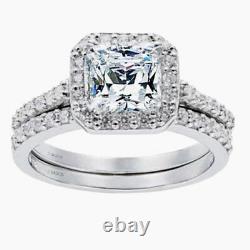 Womens 1.8 CTW Princess Cut 925 Sterling Silver CZ Wedding Engagement Ring Set