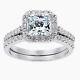 Womens 1.8 Ctw Princess Cut 925 Sterling Silver Cz Wedding Engagement Ring Set