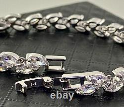 11cwt Sim Diamond Bracelet De Tennis Marquise 18k Blanc Or Sur Argent Sterling