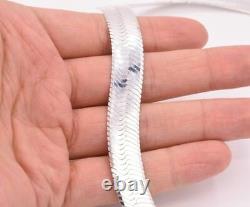 14mm Bold Herringbone Chain Necklace Real Solid Sterling Silver 925 Italie