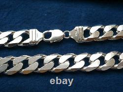 15mm 925 Argent Sterling Cuban Link Chain Necklace Longueur 20 36