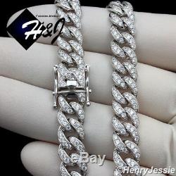 18-30men Argent 925 8mm Diamant Icy Miami Cuban Chain Necklacesn11
