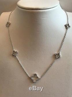 18 '' Long Ouvert Clover Lab Collier Diamond / 925 En Argent Sterling / Superbes