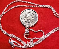 1933 Vatican St Michael The Archangel Coin Sterling Silver Pendentif Collier +box