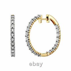 1/2 Ct Boucle D'oreille Diamond Hoop & Bolo Bracelet Set, 14k Gold-plated Argent Sterling