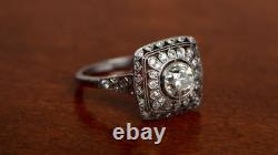 1.35 Ct Art Déco Round Cut Antique Vintage Engagement Ring 925 Sterling Silver