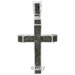2,81 Ct. Croix De Diamant En Argent Sterling Noir Pendentif 3,30 Charm Pave Men
