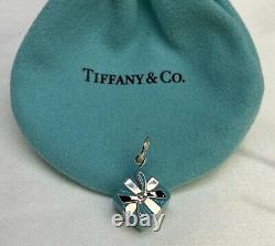 300 $ Tiffany & Co. Argent Sterling 925 Bleu Enamel Boîte Cadeau Charm Avec Pouch