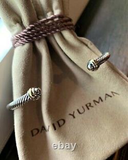 $395 David Yurman Sterling Silver 925 4mm Cable Classics Bracelet Avec 18k Gold