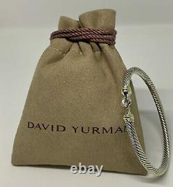 $475 David Yurman Sterling Silver 925 4mm Cable Buckle Bracelet Avec 18k Gold
