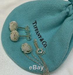 475 $ Tiffany & Co Argent 925 10mm Twist Knot Corde Boucles D'oreilles Et Pendentif Set