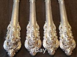 (48 Pc) Grand Wallace Grand Baroque En Argent Sterling Coutellerie Old Set Lourd