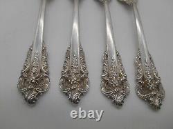 4 belles fourchettes à salade en argent sterling dans le motif Grande Baroque de Wallace