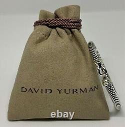 $525 David Yurman 925 Sterling Silver 5mm Cable Buckle Bracelet Avec 18k Gold