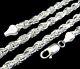 5mm Solid 925 Sterling Silver Diamond Cut Rope Chain Bracelet Ou Collier Italie