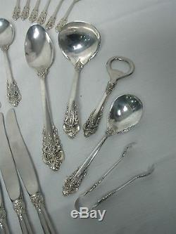 63 Pcs Vtg Wallace Grande Baroque Argent Sterling Argent W Jumbo Fourches 7 7/8