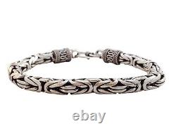 8 39g Bali Byzantine Sterling Silver 925 Solid Chain Link Mens Jewelry Bracelet