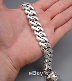 8,5 165g Heavy Chain ​​chunky Biker Kerb 925 Argent Bracelet Mens Pre