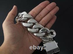 8.5 400g Heavy Chunky Biker Cuban Curb Chain Sterling Silver 925 Bracelet Homme