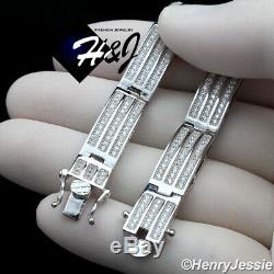 8men Argent 925 8mm Icy Diamant Bling Chain Link Braceletsb8