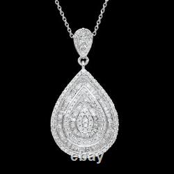 925 Argent Sterling Real Diamond Pendentif Collier Taille 18 Ct 1 I3 Cadeaux Bijoux