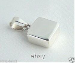 925 Argent Sterling Solid Flat Plain Square Tag Pendentif Charm ID Gravure Gift Bn