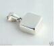 925 Argent Sterling Solid Flat Plain Square Tag Pendentif Charm Id Gravure Gift Bn
