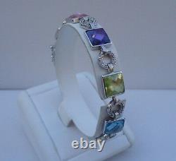 925 Bracelet De Silver Sterling Avec Gemstones Multi-color De 28ct/diamond/ 7,5'