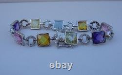 925 Bracelet De Silver Sterling Avec Gemstones Multi-color De 28ct/diamond/ 7,5'