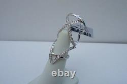 925 Serling Silver Full Ladies Finger Ring Adjustable Hinge Ring Avec Diamond/sz 5-9