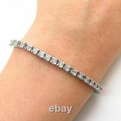 925 Sterling Silver Round Diamond Tennis Link Bracelet Parfait Femme 7 Pouces
