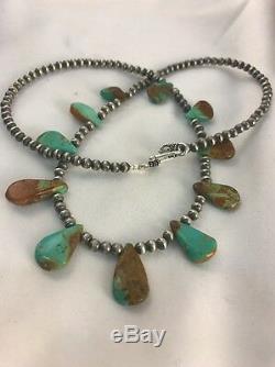 Amérindien Navajo Perles En Argent Sterling Royston Collier Turquoise Gift377