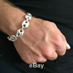 Argent 925 Hommes Mariner Bouffantes Chain Link Bracelet 9,05 Pouces 24gr 14mm
