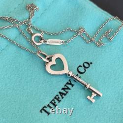 Authentique collier clé cœur Tiffany en argent sterling 925 de 18 pouces, tout neuf