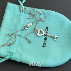 Authentique collier clé cœur Tiffany en argent sterling 925 de 18 pouces, tout neuf