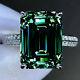 Bague De Fiançailles 925 Sterling Silver 4+ct Deep Blue Emerald Moissanite Diamond