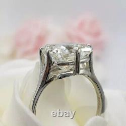 Bague en argent 925 avec diamant traité de 6 carats, coupe radiante, de couleur blanche, certifié, et d'un grand éclat