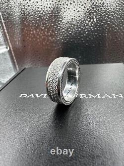 Bague en argent sterling 925 David Yurman Streamline à 3 rangées de diamants pavés totalisant 1,92 carats, taille 8,5