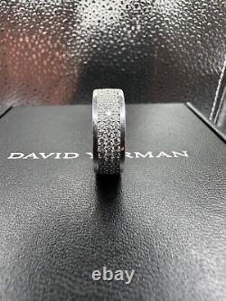 Bague en argent sterling 925 David Yurman Streamline à 3 rangées de diamants pavés totalisant 1,92 carats, taille 8,5