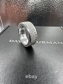 Bague en argent sterling 925 David Yurman Streamline à 3 rangées de diamants pavés totalisant 1,92 carats, taille 8,5